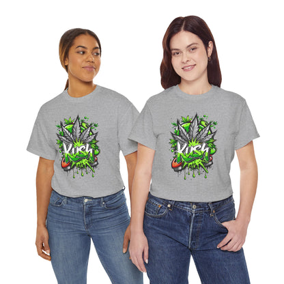Kush Graffiti T-Shirt — Green Cannabis Leaf Street Art Tee