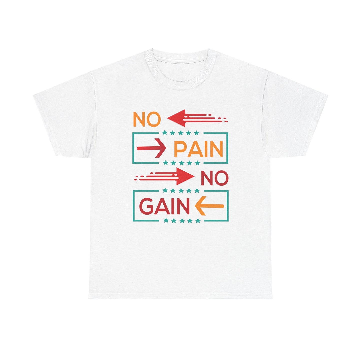 Motivational Unisex Heavy Cotton Tee - 'No Pain No Gain' Gym Shirt