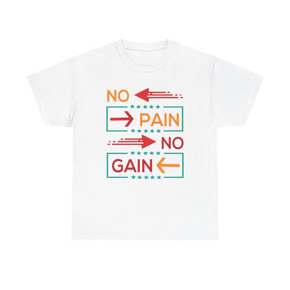 Motivational Unisex Heavy Cotton Tee - 'No Pain No Gain' Gym Shirt