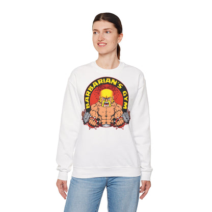 Barbarian's Gym Crewneck Sweatshirt - Heavy Blend Unisex White