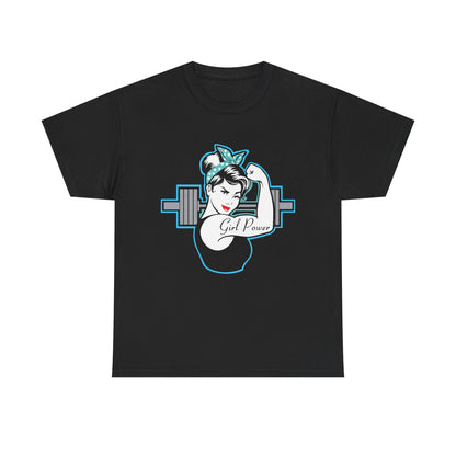 Empowered Women Heavy Cotton Tee - 'Girl Power' Fitness Shirt Black