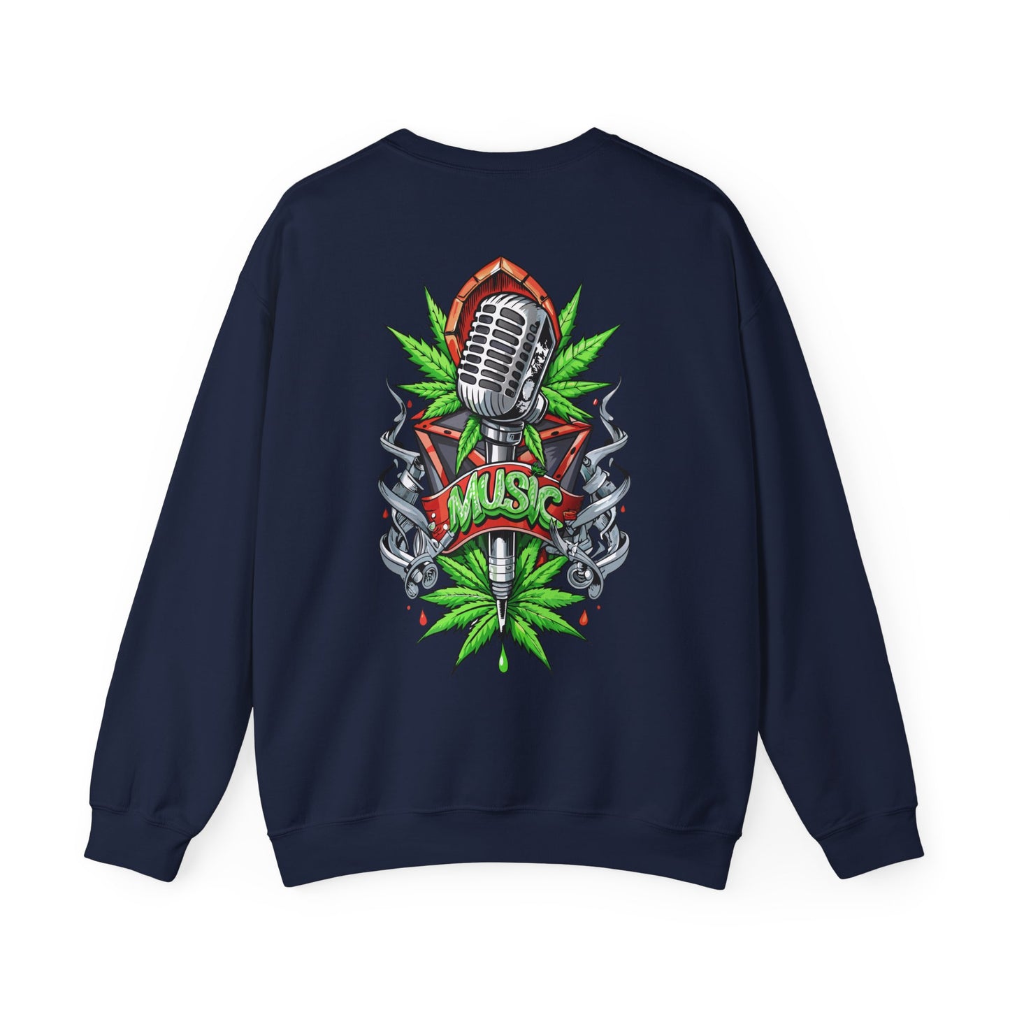 Music Microphone — Retro Mic & Leaf Graphic Sweatshirt