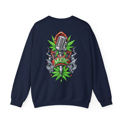 Music Microphone — Retro Mic & Leaf Graphic Sweatshirt