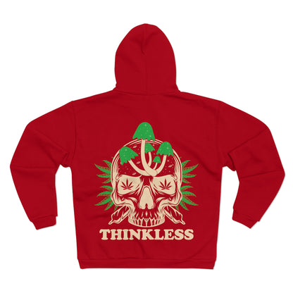 Mushroom Skull 'THINKLESS'  Zip Hoodie