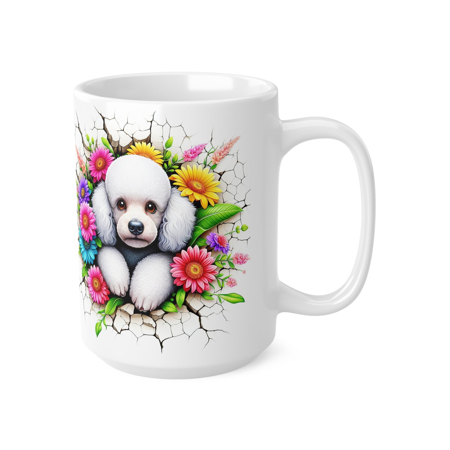 Cute Floral Panda & Poodle Ceramic Coffee Mug – 11oz & 15oz for Animal Lovers