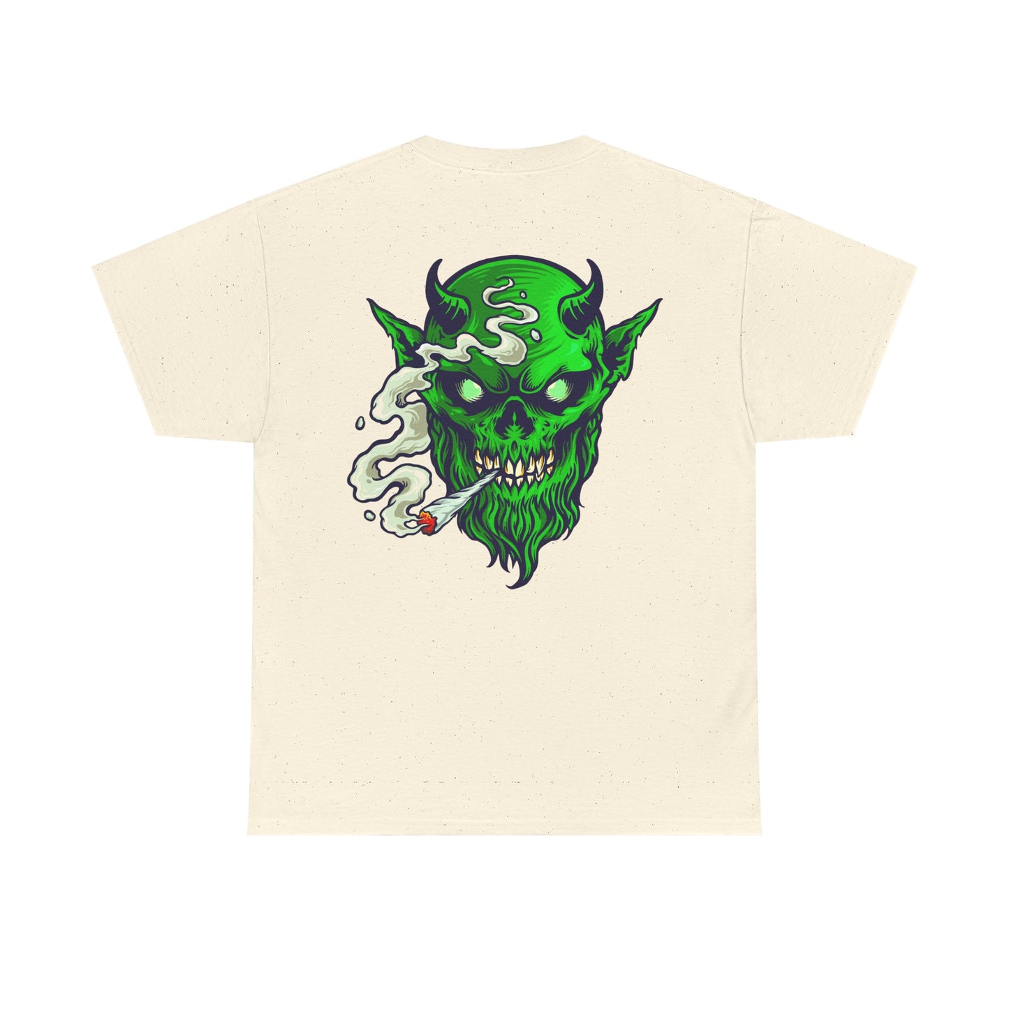 Smoking Green Demon Skull T-Shirt — Creepy Stoner Graphic Tee