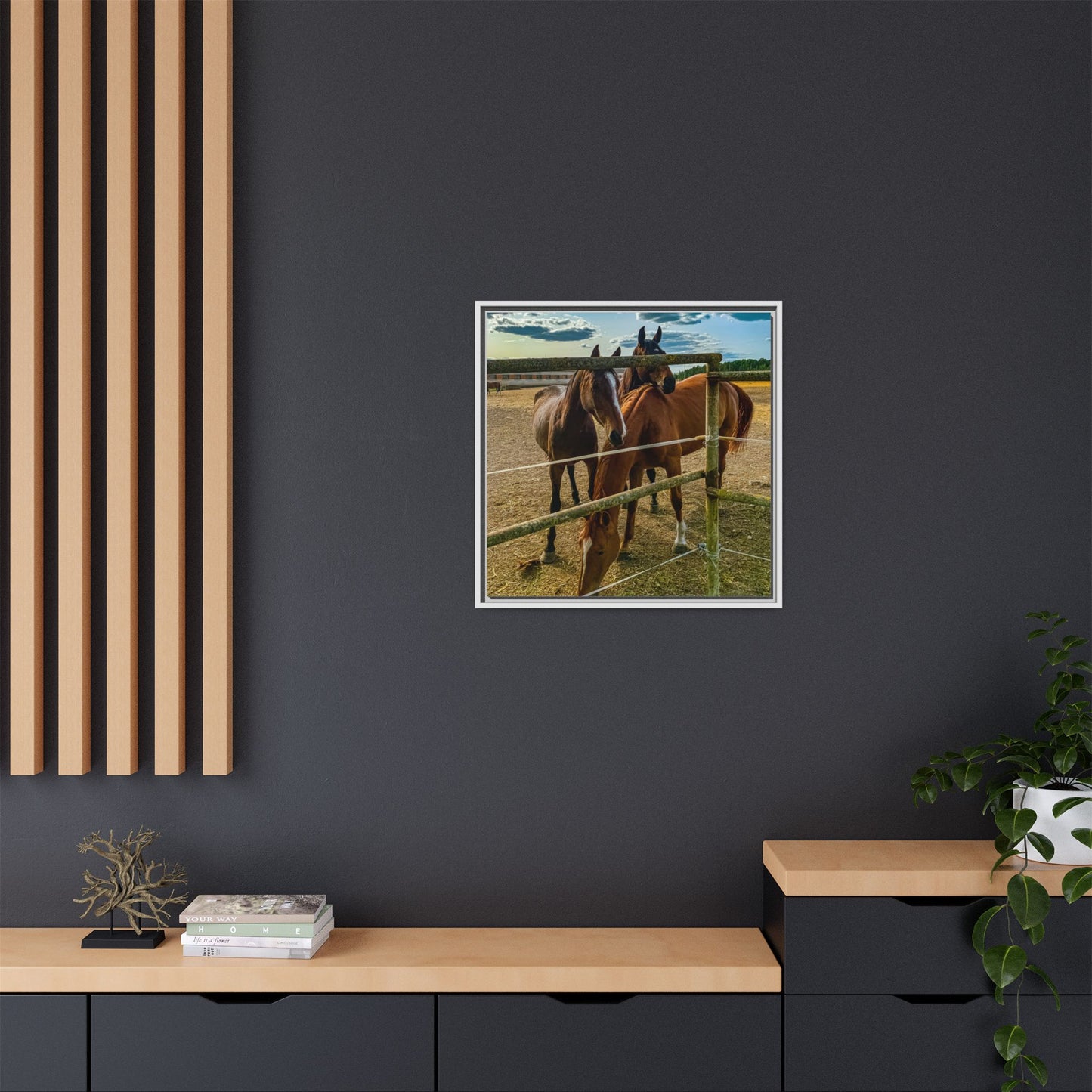 Horses Matte Canvas, Framed (Multi-color)