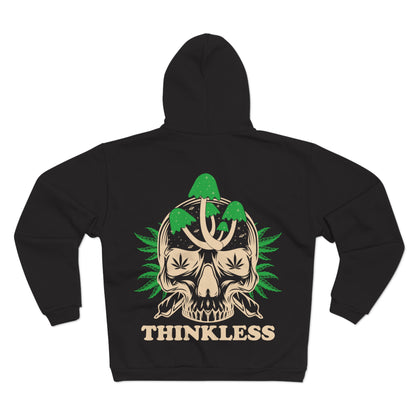 Mushroom Skull 'THINKLESS'  Zip Hoodie