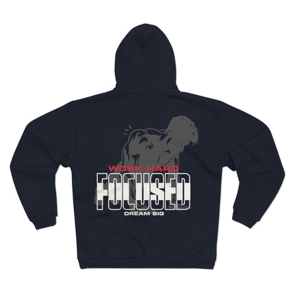 Motivational Unisex Hooded Zip Sweatshirt - 'Work Hard, Dream Big'