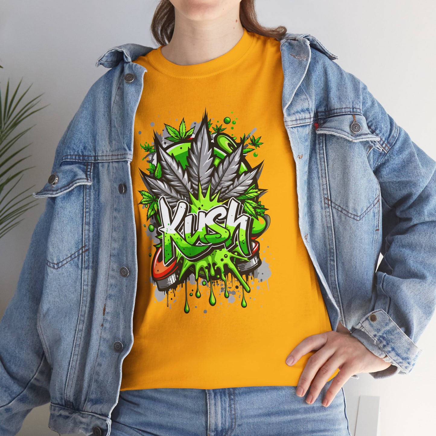 Kush Graffiti T-Shirt — Green Cannabis Leaf Street Art Tee
