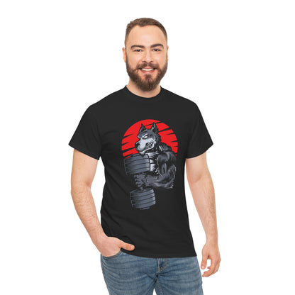 Gym Wolf Unisex Heavy Cotton Tee - Bold Fitness Graphic T-Shirt Black