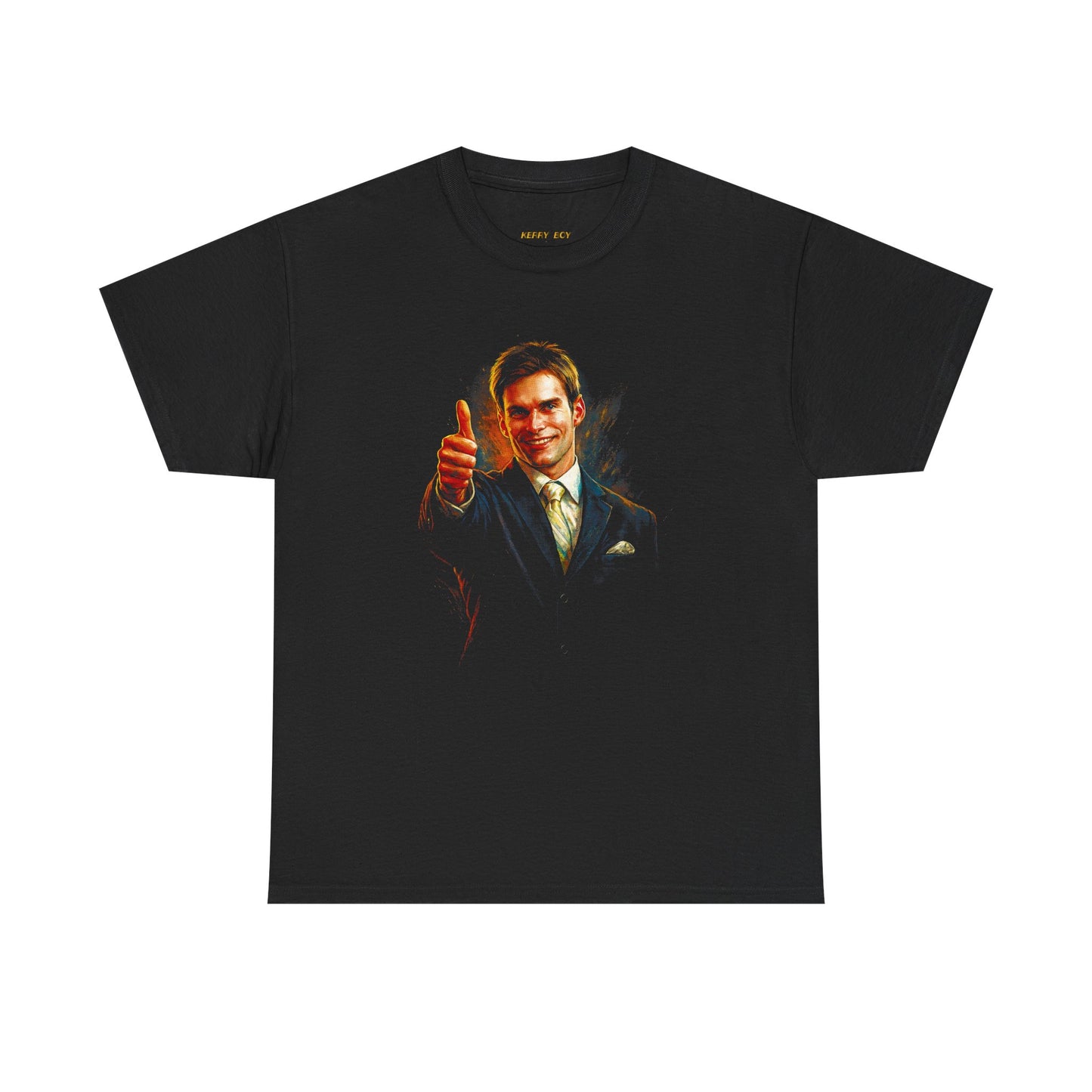 Men’s Thumbs Up Portrait Tee — Retro Suit Illustration T-Shirt