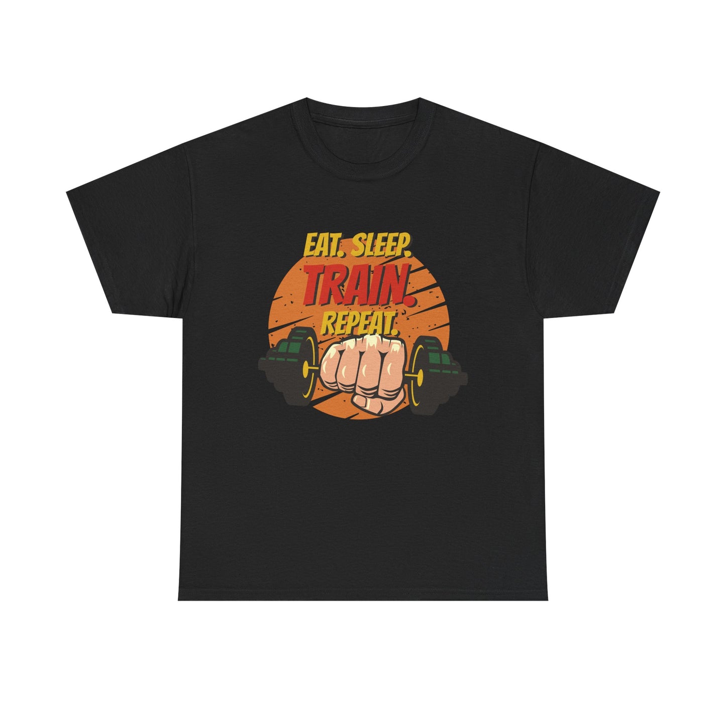 Fitness Motivational Unisex Heavy Cotton Tee - Eat Sleep Train Repeat