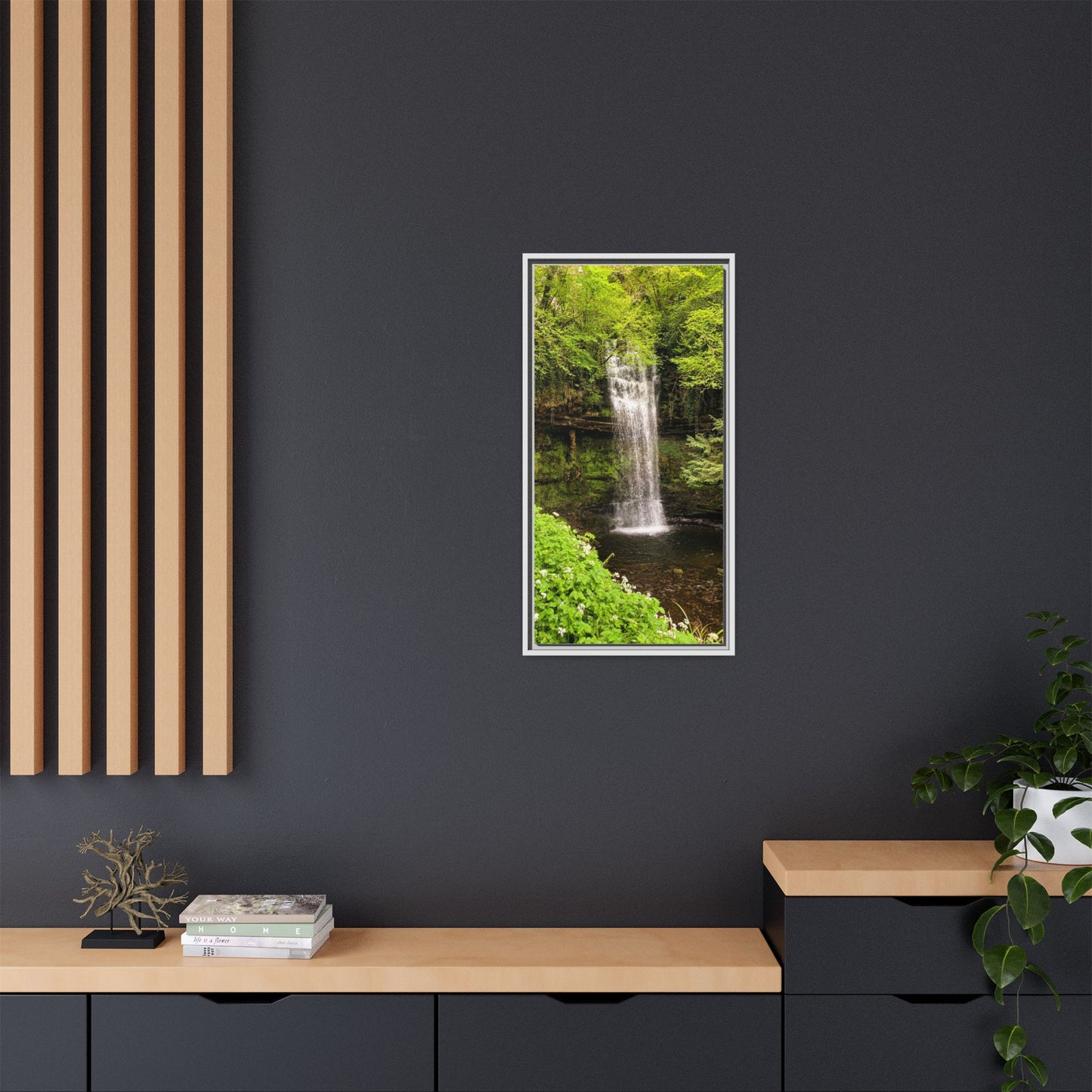Glacer Waterfall Matte Canvas, Framed (Multi-color)