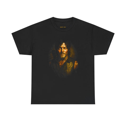 Daryl Portrait T‑Shirt — Grunge Zombie Hunter Tee for Fans