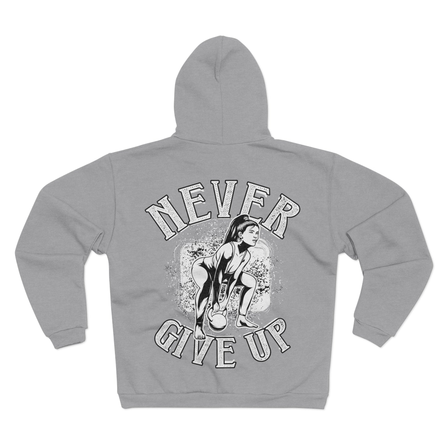 Motivational Unisex Hooded Zip Sweatshirt - 'Never Give Up'