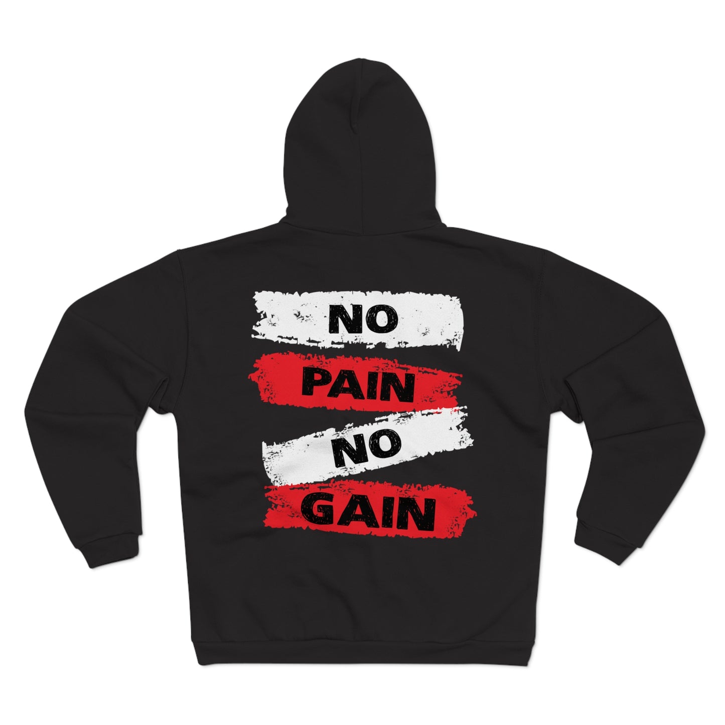 No Pain No Gain Unisex Zip Hoodie - Motivational Fitness Sweatshirt
