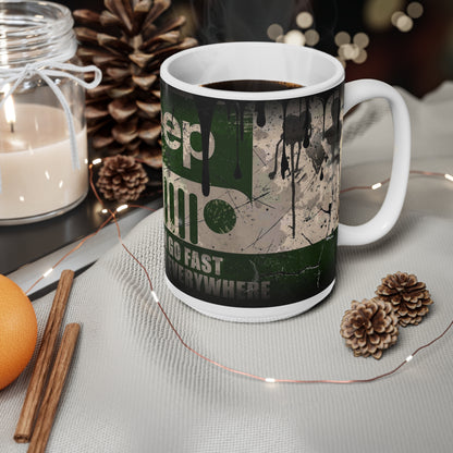 Jeep Adventure Ceramic Coffee Mug - "You Can Go Fast, I Can Go Everywhere" - Perfect for Outdoor Enthusiasts
