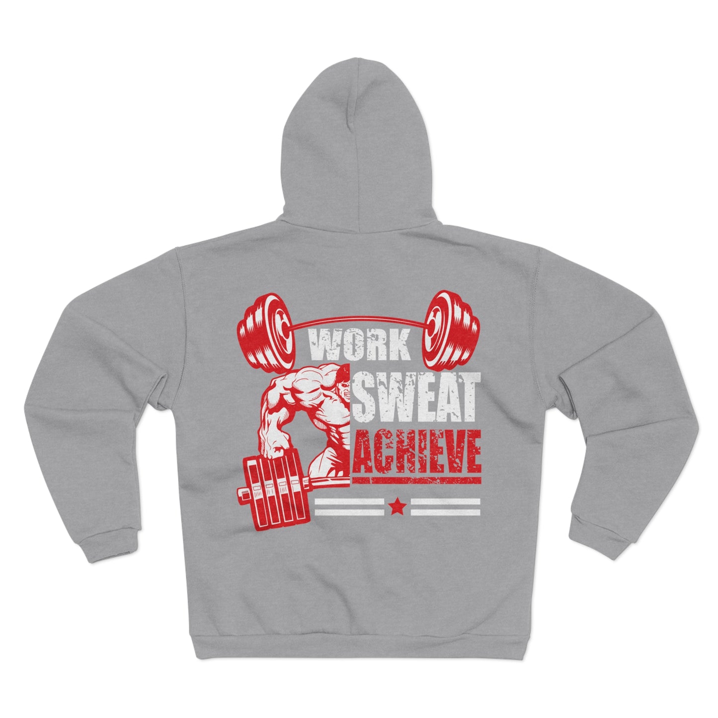 Motivational Fitness Hoodie - 'Work Sweat Achieve' Unisex Zip Sweatshirt