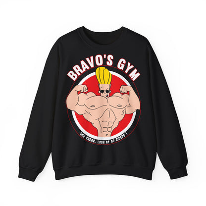 Bravo's Gym Cartoon Crewneck Sweatshirt - Unisex Fitness Apparel Black