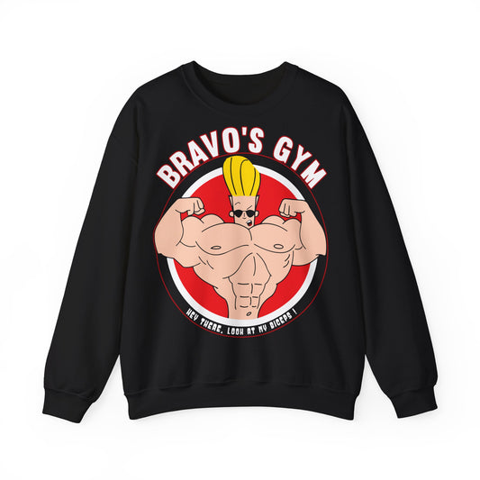Bravo's Gym Cartoon Crewneck Sweatshirt - Unisex Fitness Apparel Black