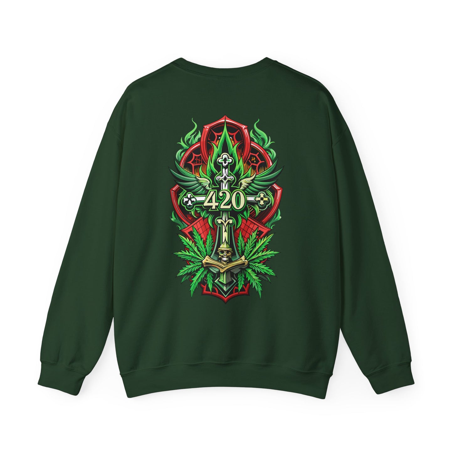 420 Cannabis Shield Sweatshirt – Marijuana Leaf Stoner Graphic