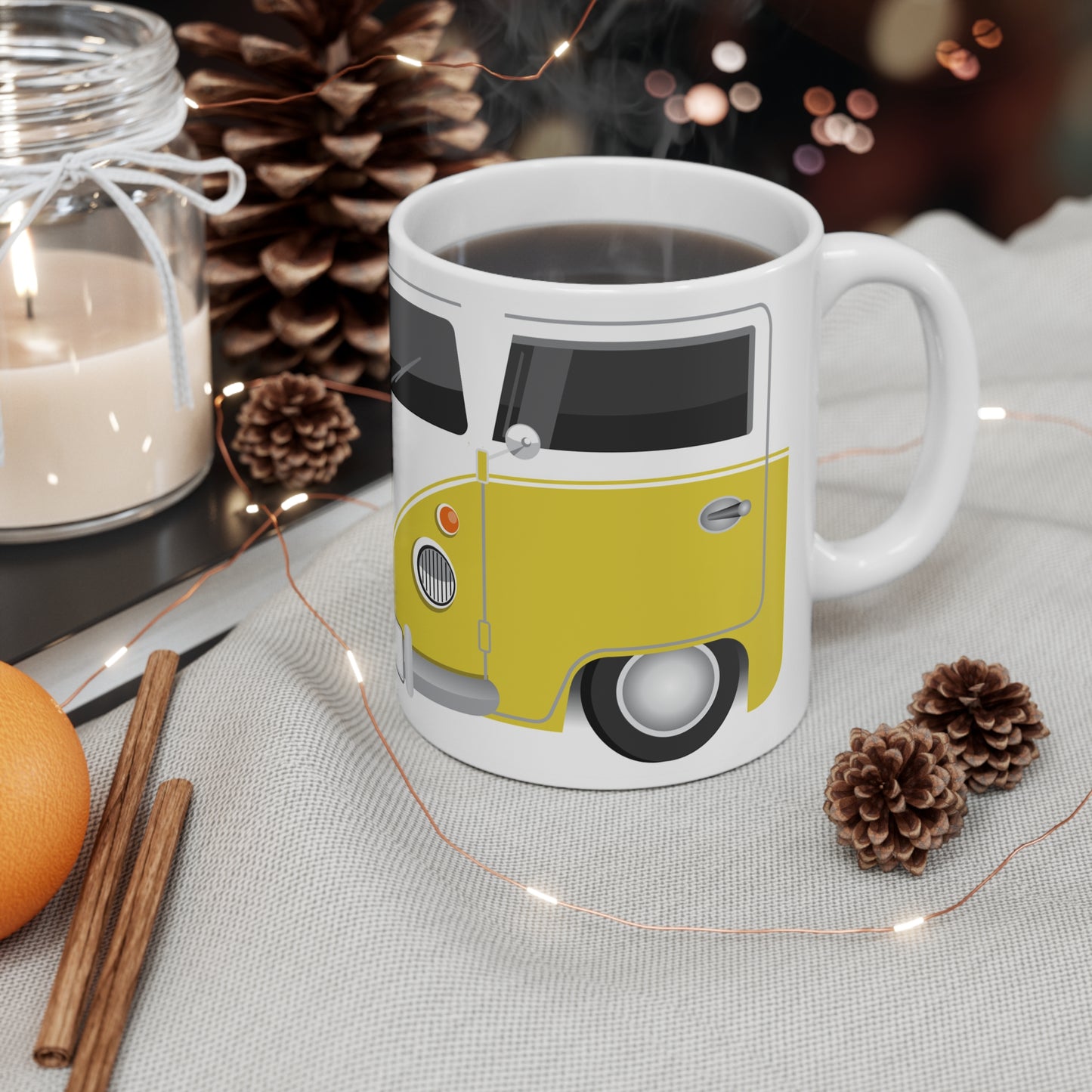 Vintage VW Bus Ceramic Coffee Mug - 11oz & 15oz - Perfect for Auto Enthusiasts Yellow