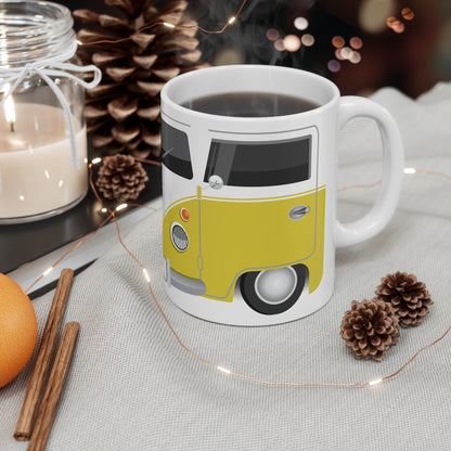 Vintage VW Bus Ceramic Coffee Mug - 11oz & 15oz - Perfect for Auto Enthusiasts Yellow