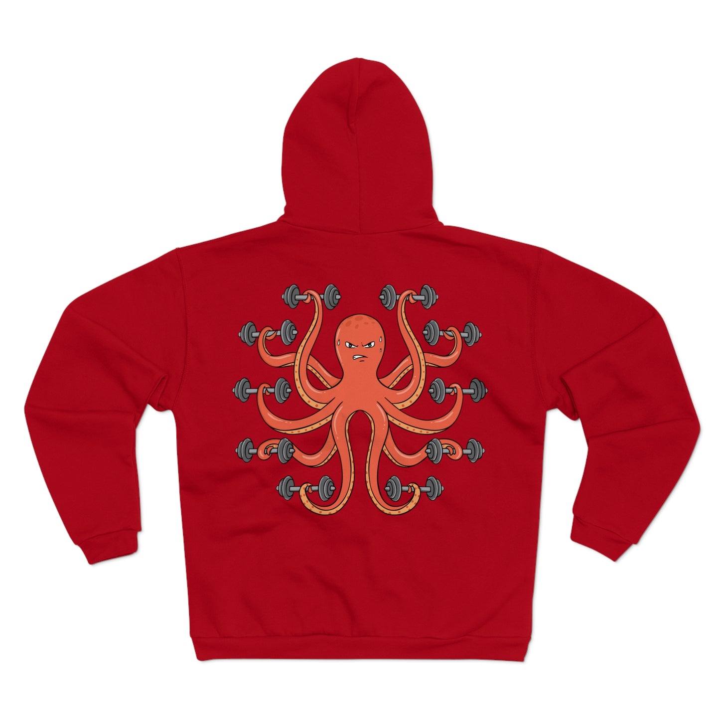 Muscle Octopus Unisex Hooded Zip Sweatshirt - Fun Workout Hoodie for Fitness Enthusiasts