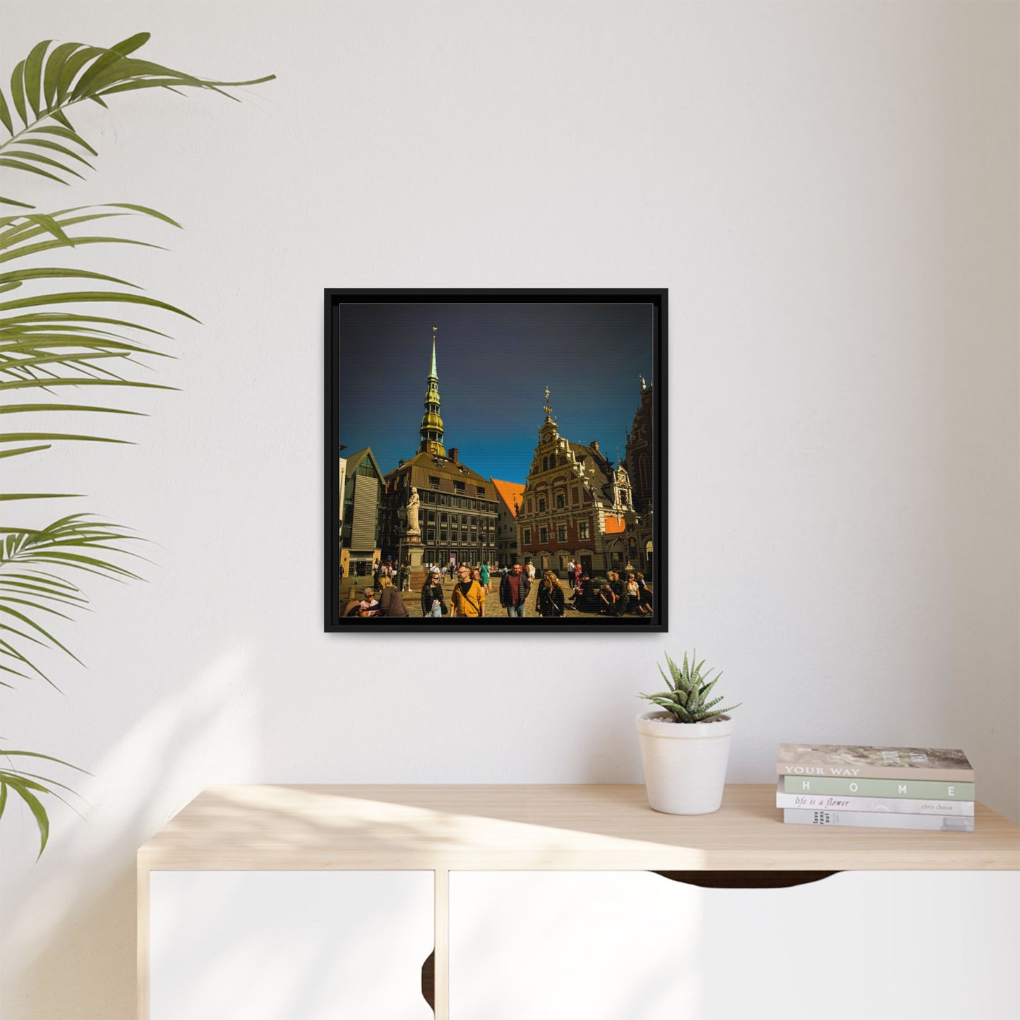 Riga Old Town Matte Canvas, Framed (Multi-color)