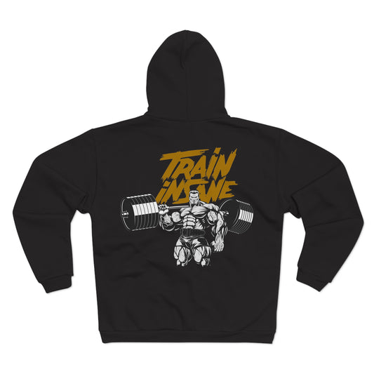 Train Insane Unisex Zip Hoodie - Motivational Gym Sweatshirt for Fitness Lovers