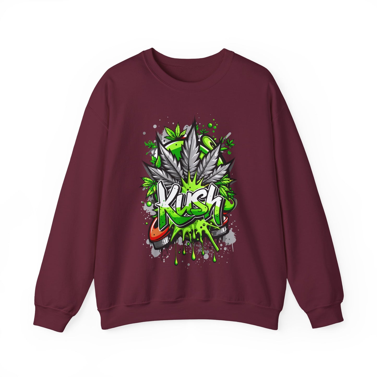 Kush Graffiti Sweatshirt — Green Cannabis Leaf Street Art