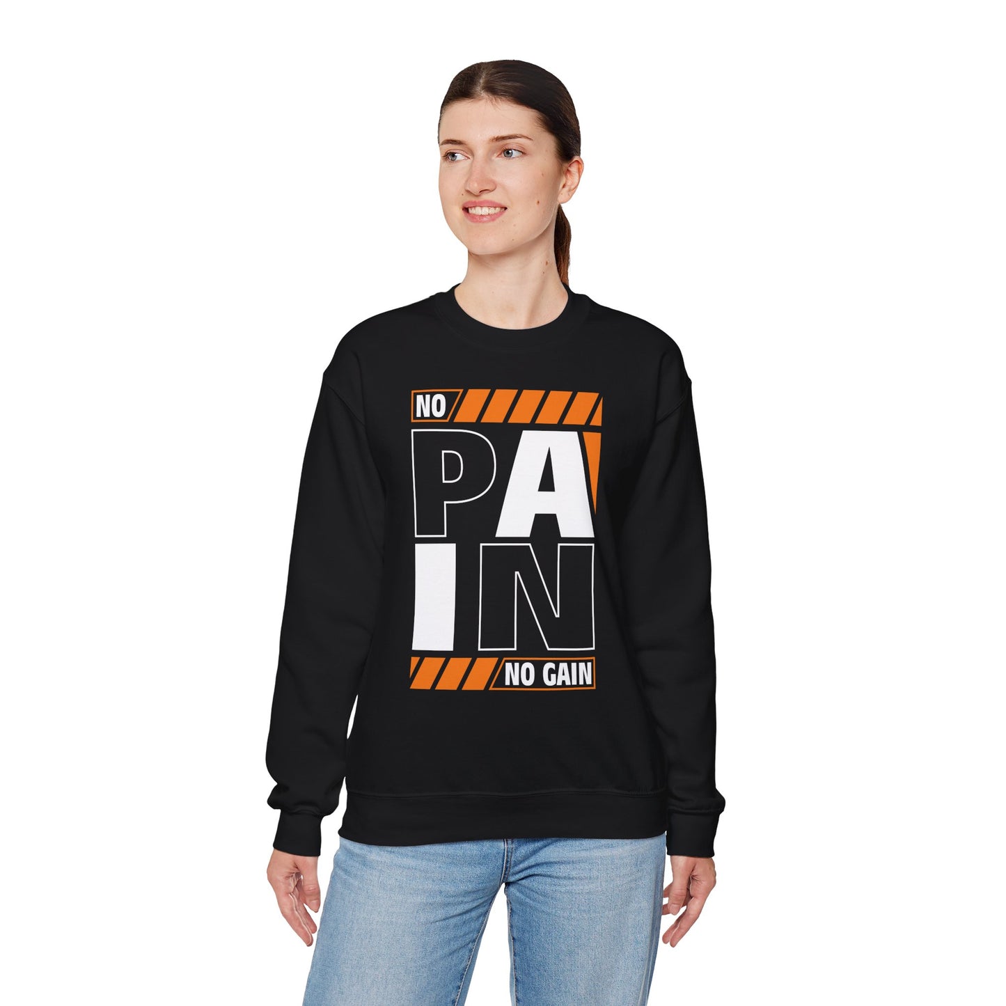 Motivational Crewneck Sweatshirt - 'No Pain, No Gain'
