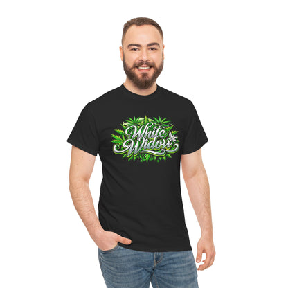 White Widow Graphic Tee — Cannabis Leaf Logo T-Shirt