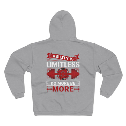 Limitless Strength Unisex Hooded Zip Sweatshirt - Motivational Fitness Wear