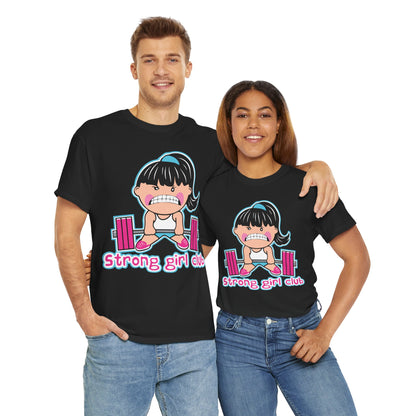 Strong Girl Club Unisex Heavy Cotton Tee - Empowering Workout Shirt Black