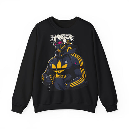 Cyberpunk Style Unisex Crewneck Sweatshirt with Graphic Design
