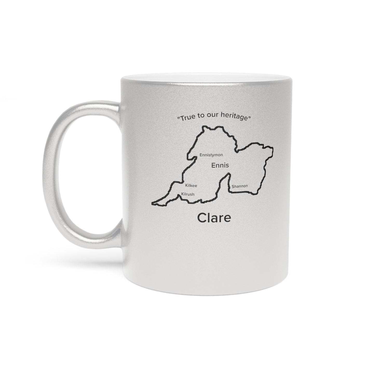 Clare County Metallic Colour Mug - Silver/Gold - Perfect Gift for Coffee Lovers