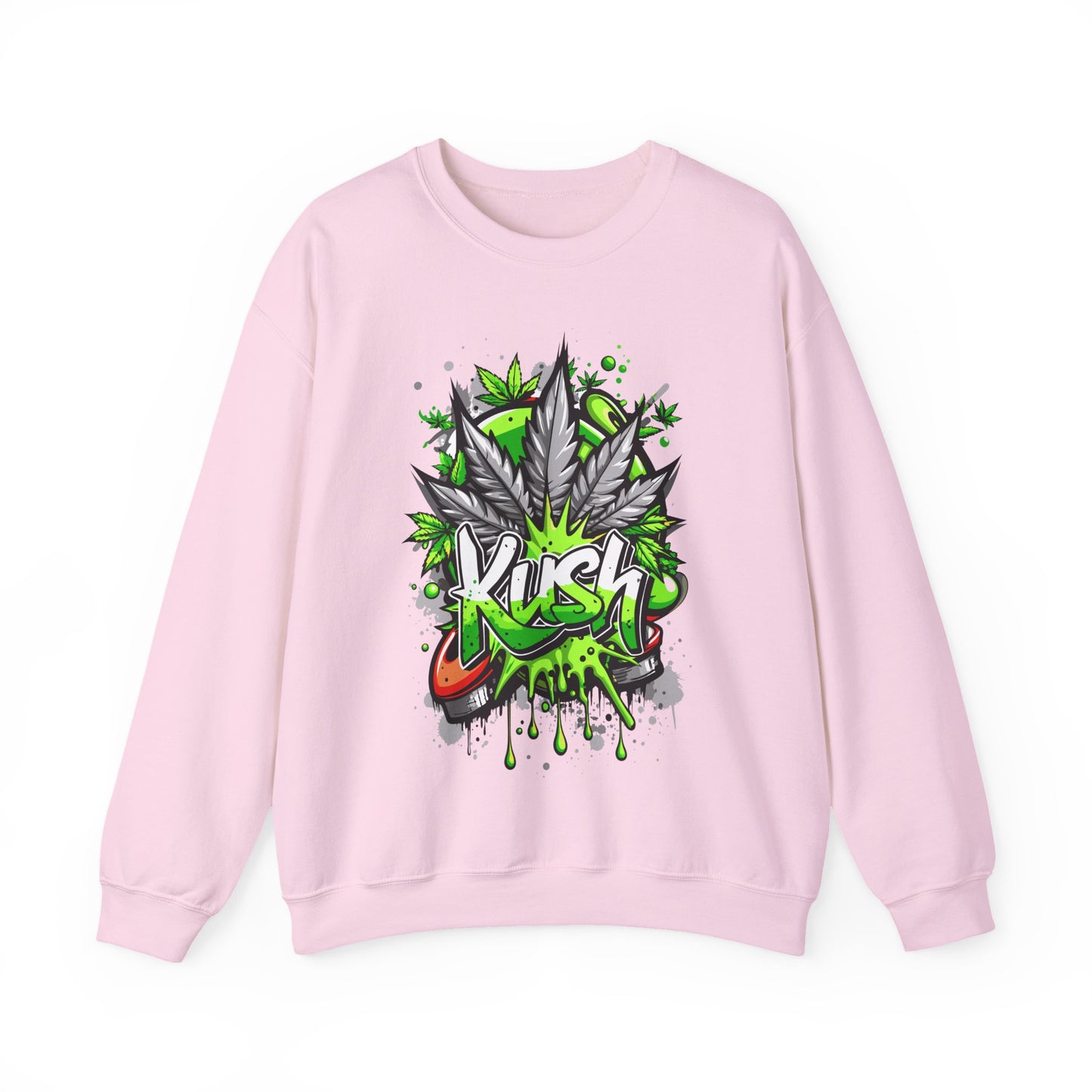 Kush Graffiti Sweatshirt — Green Cannabis Leaf Street Art
