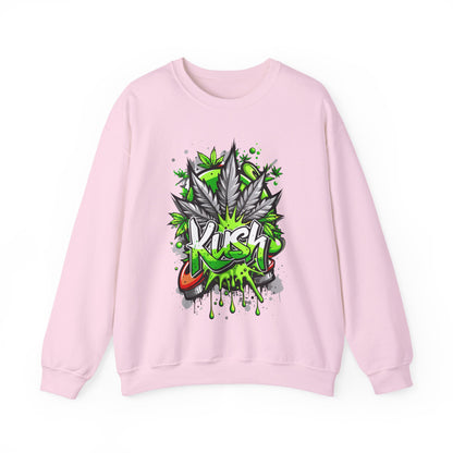 Kush Graffiti Sweatshirt — Green Cannabis Leaf Street Art
