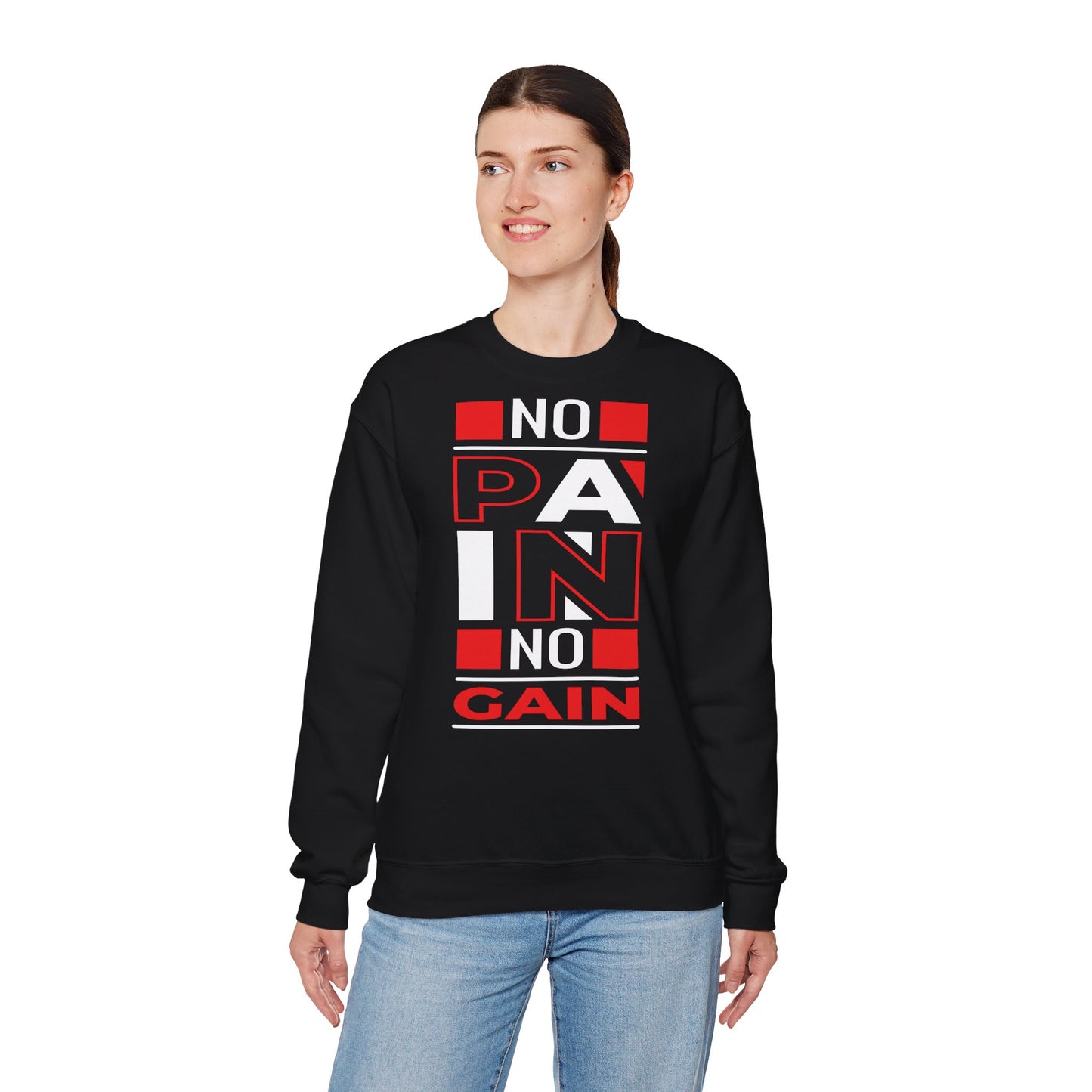 No Pain No Gain Crewneck Sweatshirt - Motivational Workout Apparel