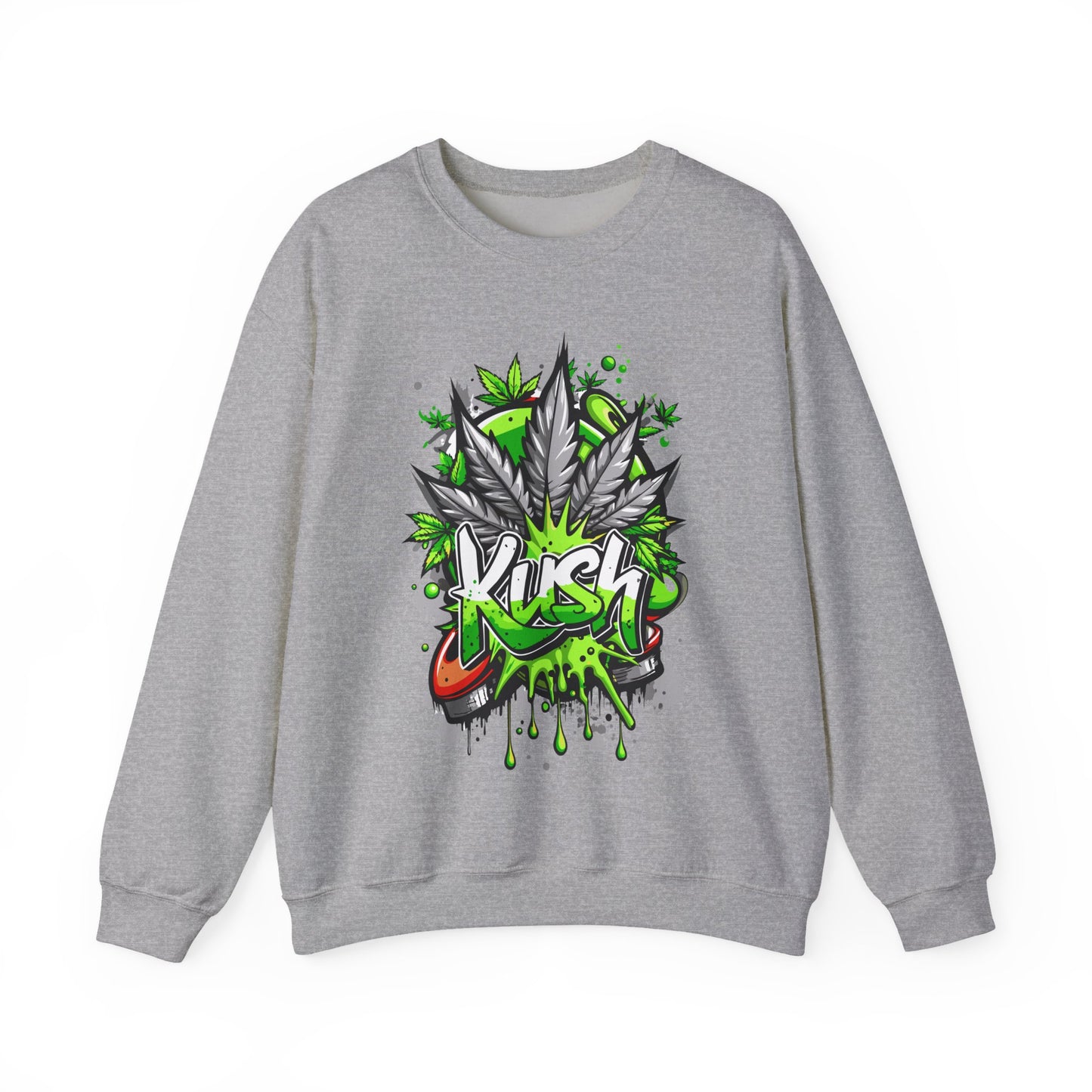 Kush Graffiti Sweatshirt — Green Cannabis Leaf Street Art