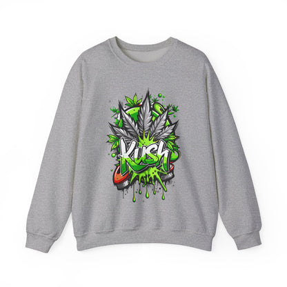 Kush Graffiti Sweatshirt — Green Cannabis Leaf Street Art