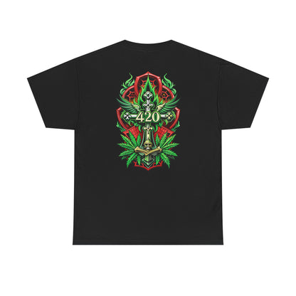 420 Cannabis Shield T-Shirt – Marijuana Leaf Stoner Graphic Tee