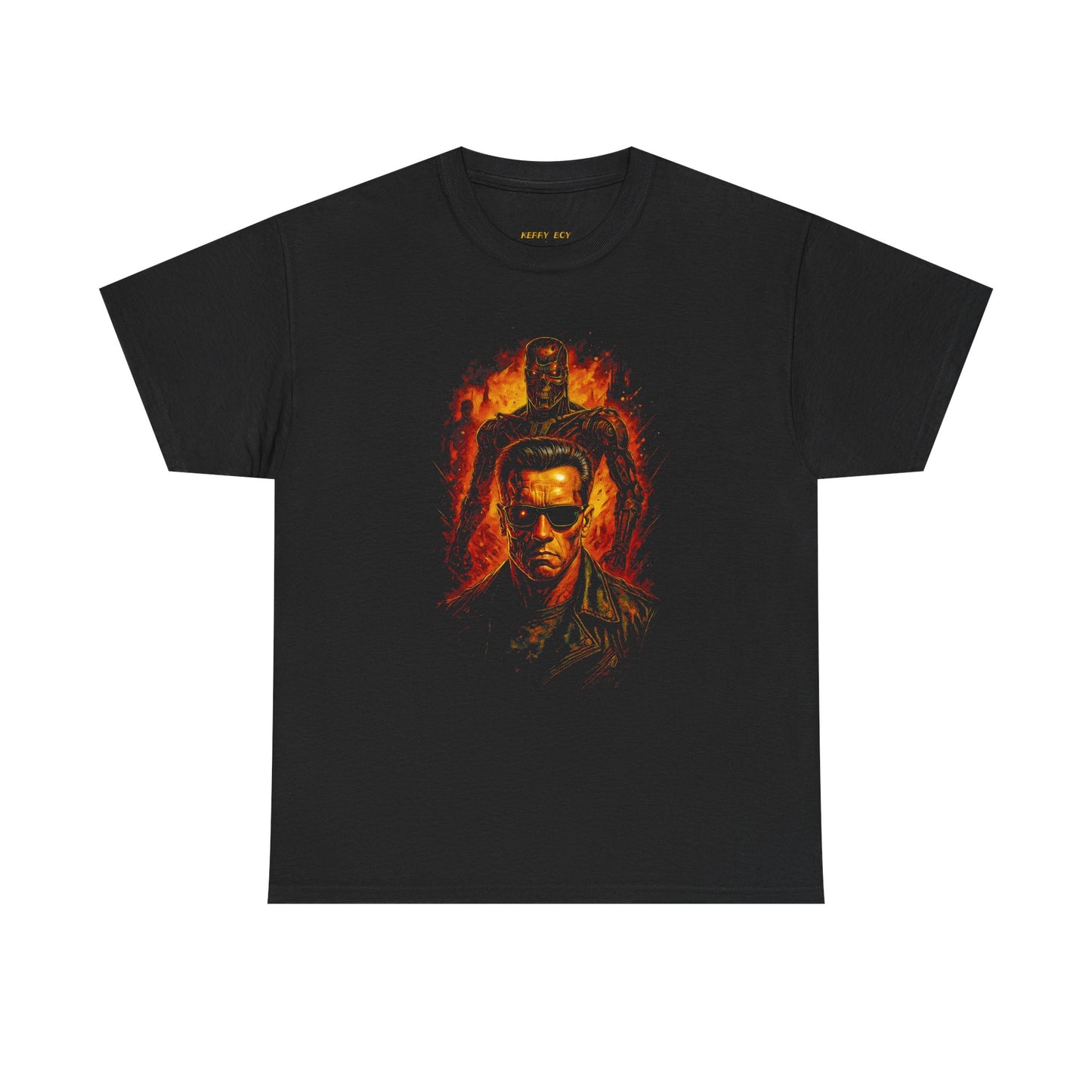 Graphic Tee — Retro Cyberpunk Flame Portrait T‑Shirt