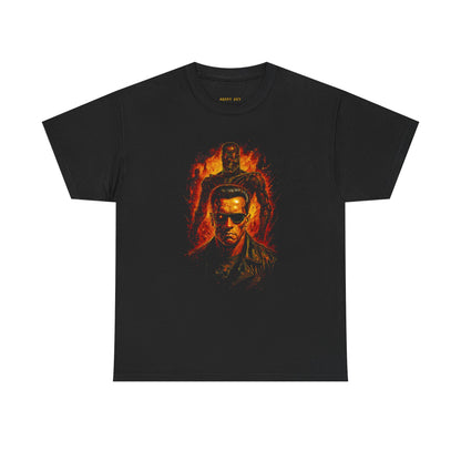 Graphic Tee — Retro Cyberpunk Flame Portrait T‑Shirt