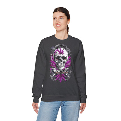 Skull & Purple Cannabis Leaf- "High Times" Graphic Sweatshirt