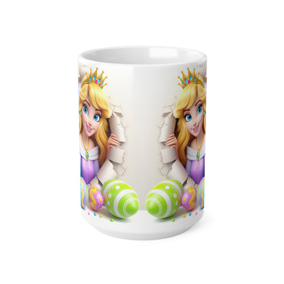 Princess Easter Ceramic Coffee Cup - 11oz & 15oz, Whimsical Design for Spring Celebrations