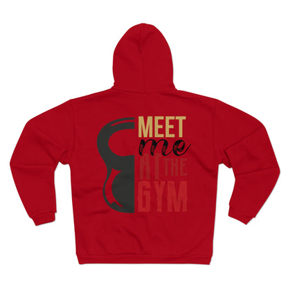 Meet Me at the Gym Unisex Hooded Zip Sweatshirt - Workout Apparel for Fitness Enthusiasts