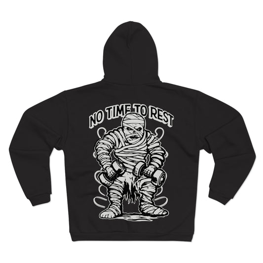 No Time to Rest Unisex Hooded Zip Sweatshirt – Motivational Workout Gear for Fitness Enthusiasts